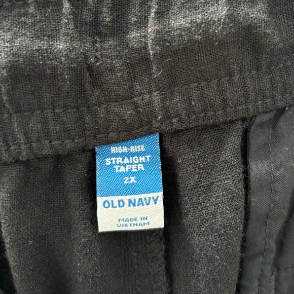 Old Navy High Rise Straight Taper Linen Pants Black Pull On Drawstring Womens 2X - Picture 9 of 12